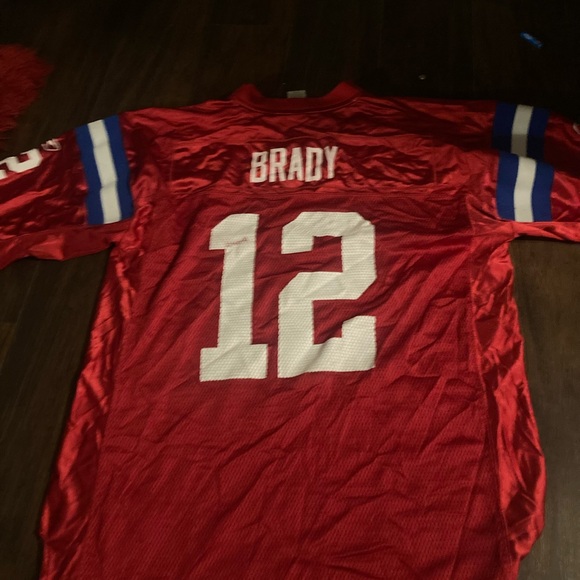TB12 Patriots NFL Red Jersey with Blue Stripes - Picture 2 of 3